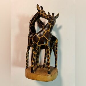 Handcrafted Giraffe Sculpture in Brown and Black